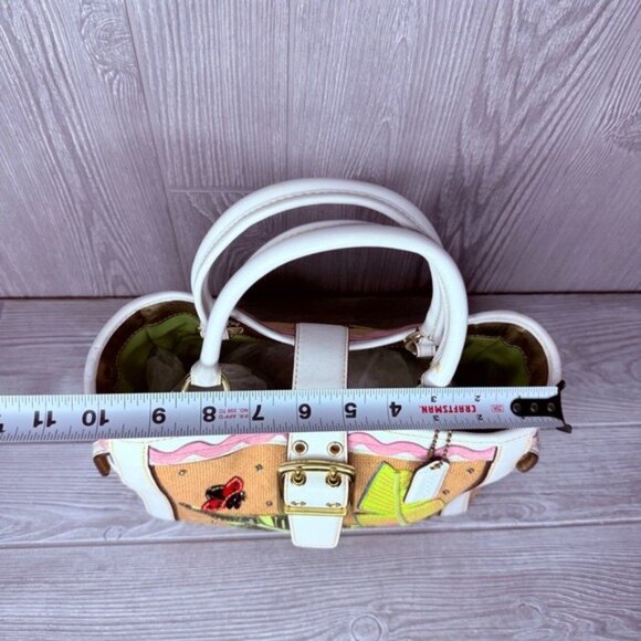 Vintage rare Coach Straw ladybug leaf tote bag purse rhinestone handbag summer - Picture 4 of 16